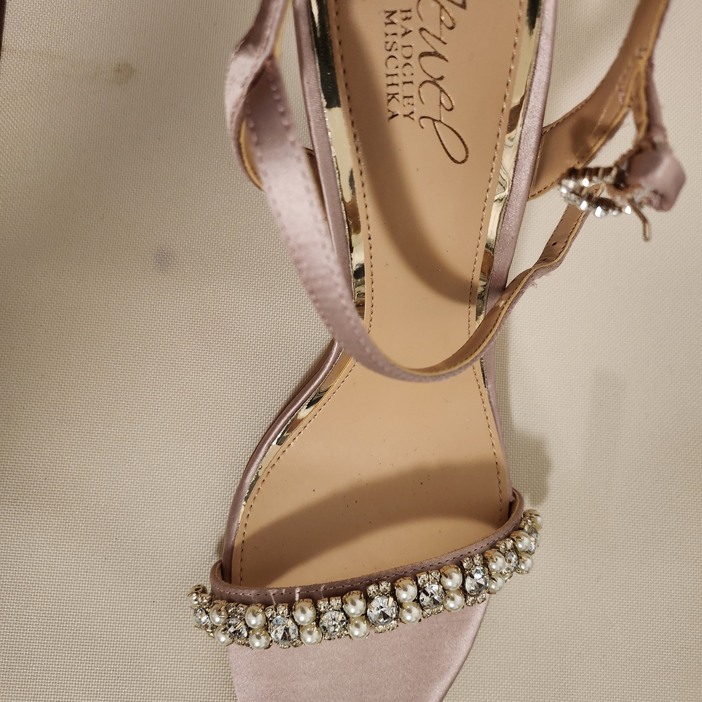 Badgley Mischka Blush Heels with Crystal Embellishments